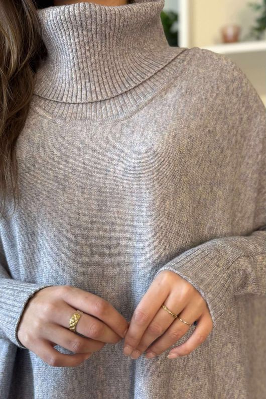 Beyond Terry Oversized Cowl Knit Grey Marl